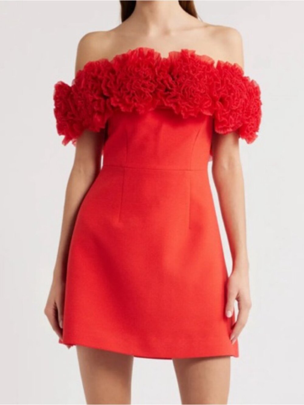 NWT Sonya Moda Nahla Mini Dress Red Rosette Floral Tulle XL US 10